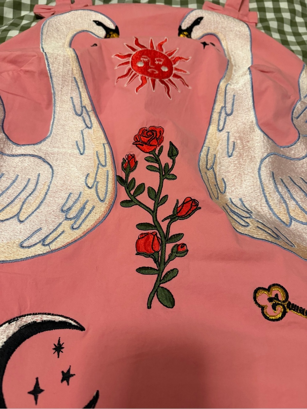 Anthropologie Pink Embroidered Swan & Celestial Mini Skirt - Picture 4 of 7